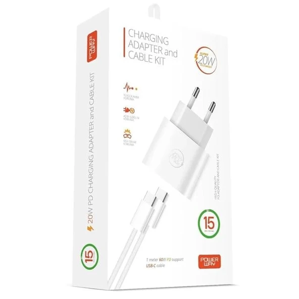 Powerway RXS27 20W Type-C Şarj Adaptörü - Kablo Seti (Apple 15 Pro-Pro Max Uyumlu) - 3
