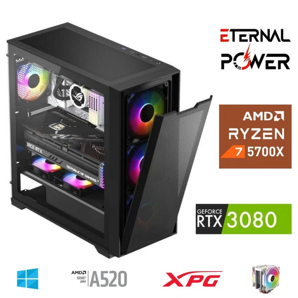 ETERNAL POWER RYZEN 7 5700X 32G DDR4 1TB M.2 RTX3080 A520 M650W ürün görseli 1