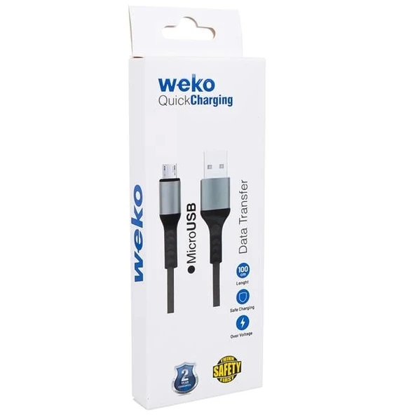 Weko WK-22023 USB To Micro USB Örgülü Lacivert Telefon Şarj Kablosu - 2