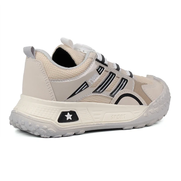 Kız Çocuk Bej Siyah Günlük Spor Ayakkabı | Rahat Yürüyüş ve Koşu Sneaker - Şık ve Dayanıklı Tasarım - Resim 5