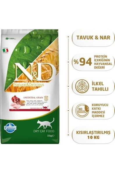 Nd Tavuk & Nar Neutered Az Tahıllı Kedi Maması - 10 Kg - Resim 2