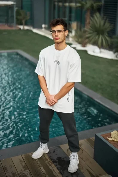 MDB Unisex Baskılı Oversize Thirt  Beyaz - Resim 2