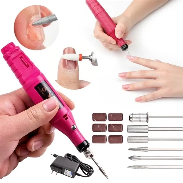 Sunup SN-27091 Hız Ayarlı Tırnak Freze Törpü Manikür Pedikür Seti 6 Başlıklı Elektrikli AC220V