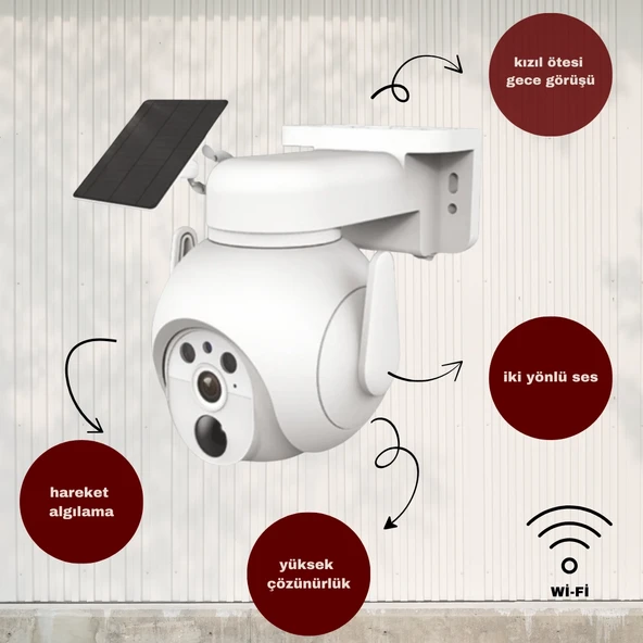 Güneşe Enerjili, Kaliteli Solar Dış Mekan Akıllı Kamera, Arıcı, Çiftçi, Çoban Kamerası, Full HD 3 MP - 5