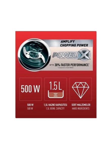 Tefal Masterchop 4 Bıçaklı Maxi 500W Doğrayıcı XXL Beyaz Rondo - 2