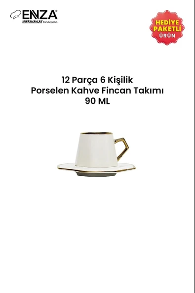 Kahramanlar Milas 6'lı 12 Parça Porselen Kahve Fincanı Takımı - Resim 3