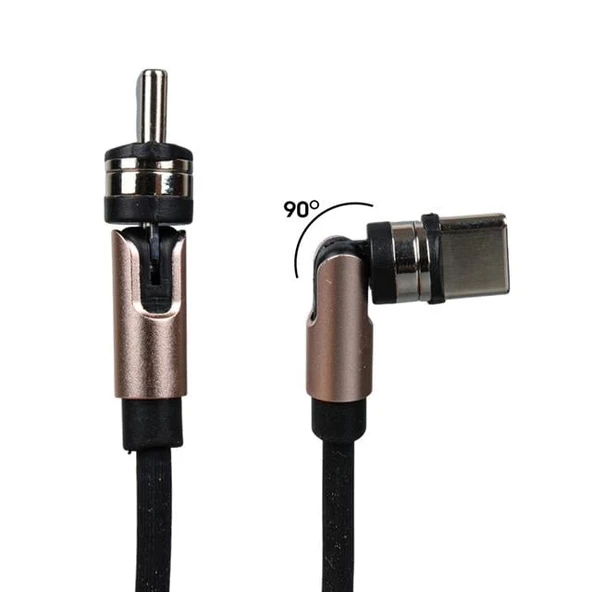 Powermaster PM-25906 Siyah 3in1  (Type C- Lightning- Micro Usb) Manyetik Uç Taşınabilir Şarj Kablosu - 2