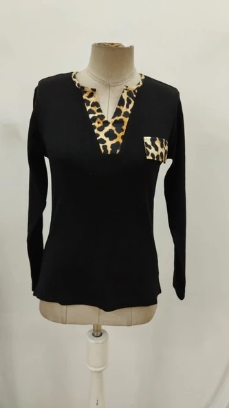 MDB Kadın Uzun Kollu V Yakalı Kaşkorse Bluz - Resim 6