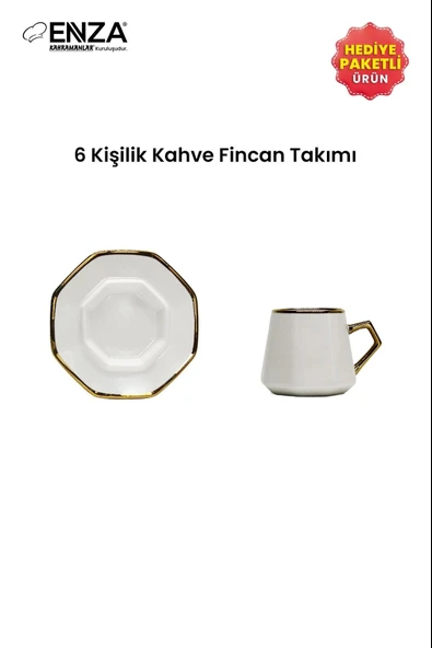 Kahramanlar Milas 6'lı 12 Parça Porselen Kahve Fincanı Takımı - Resim 5