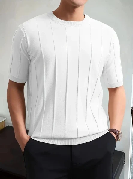 MDB Erkek Kısa Kollu Bisiklet Yaka çizgili Triko Tshirt - Resim 2