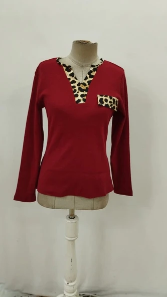 MDB Kadın Uzun Kollu V Yakalı Kaşkorse Bluz - Resim 5