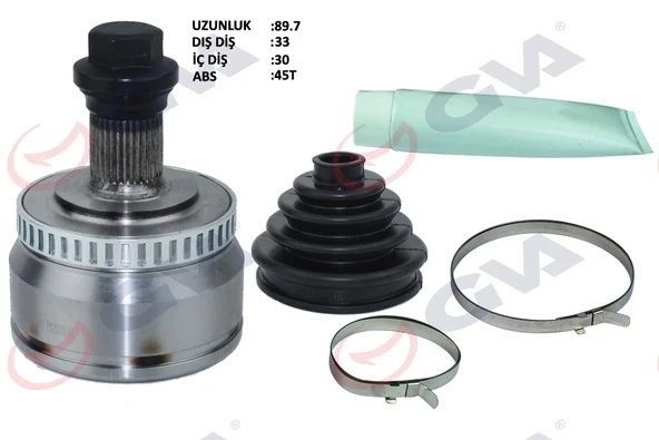 AKS KAFASI DIŞ ÖN A4-PASSAT 1.8T 96-01 ABS Lİ 45 DİŞ 33x30x53 92mm 8D0498099B 8D0498099 8D0407305G ürün görseli 1