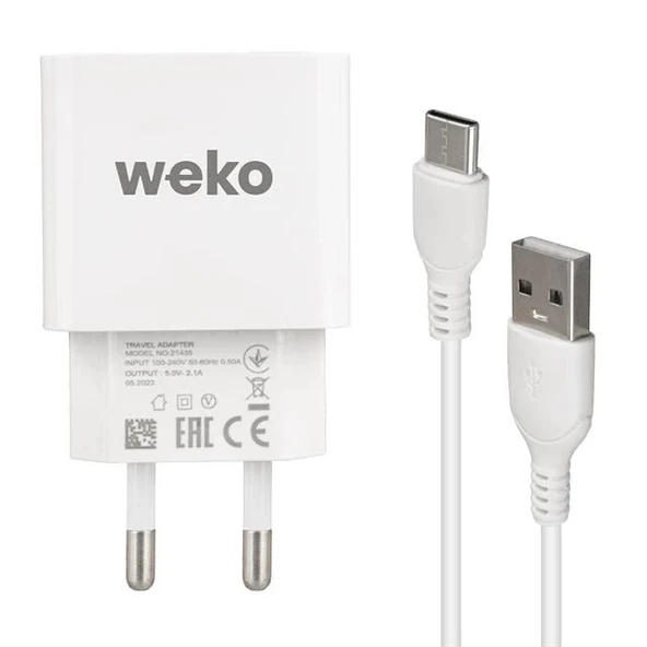 Weko WK-21435 M7 2.1 Amper Telefon Şarj Adaptörü + Type-C Kablo - Resim 2