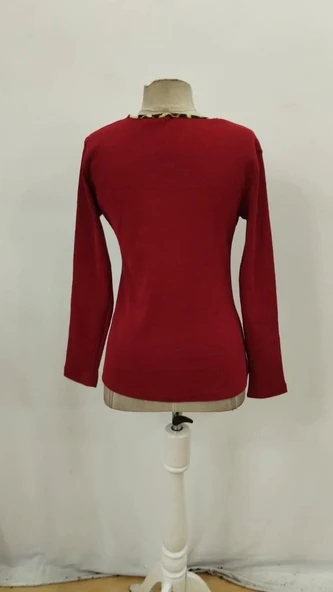 MDB Kadın Uzun Kollu V Yakalı Kaşkorse Bluz - Resim 6