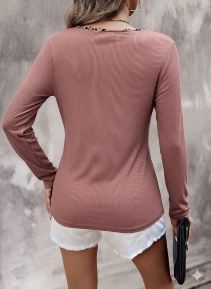 MDB Kadın Uzun Kollu V Yakalı Kaşkorse Bluz - Resim 3