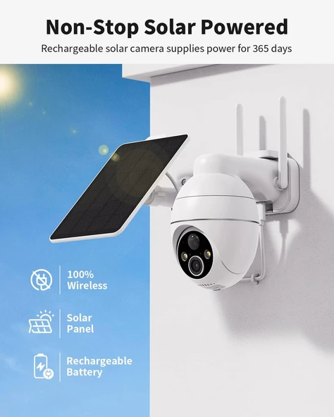 Güneşe Enerjili, Kaliteli Solar Dış Mekan Akıllı Kamera, Arıcı, Çiftçi, Çoban Kamerası, Full HD 3 MP - 6
