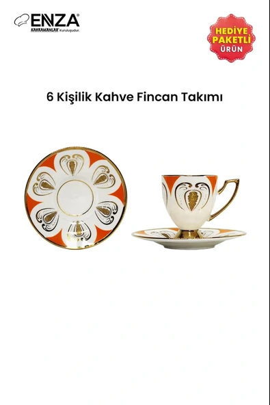 Kahramanlar Hera 6'lı 12 Parça Porselen Kahve Fincanı Takımı - Resim 5