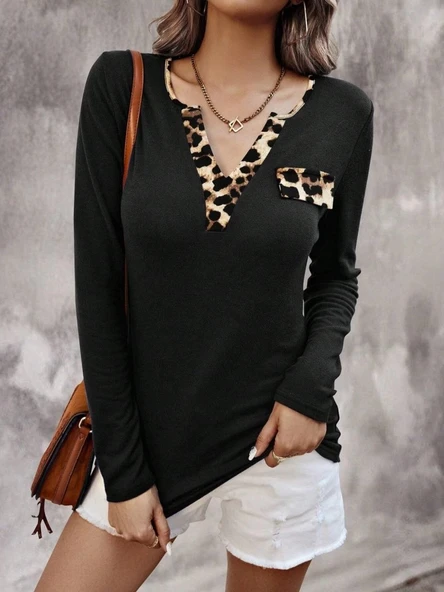 MDB Kadın Uzun Kollu V Yakalı Kaşkorse Bluz - Resim 5