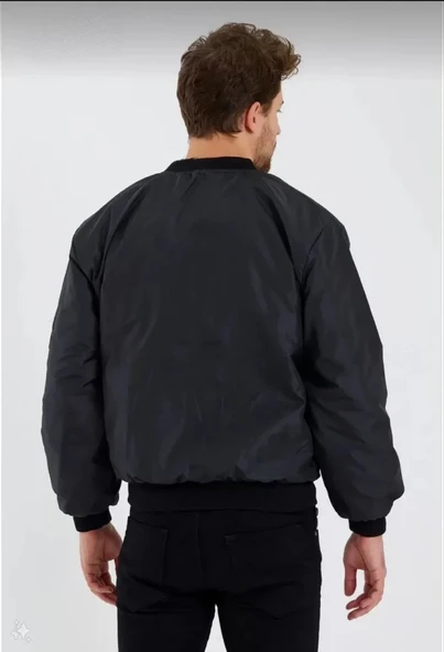 MDB Erkek Düz Bomber Ceket  iyah - 3