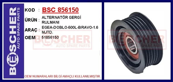 ALTERNATÖR GERGİ RULMANI EGEA-DOBLO-500L-BRAVO-1.6 MJTD. 51856150 ürün görseli