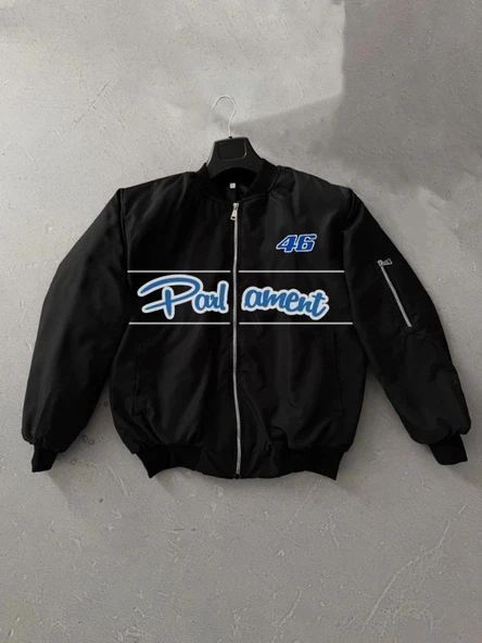 MDB Tam Kalıp Uzun Kol Baskılı Bomber Ceket  iyah ürün görseli 1