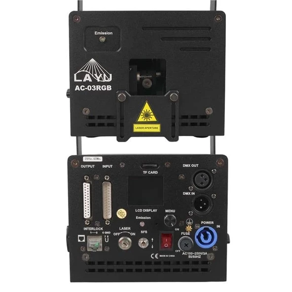 Layu AC-03RGB 3 Watt RGB Lazer 25Kpps Double Safety Design SD Card DMX ILDA Analog - 3