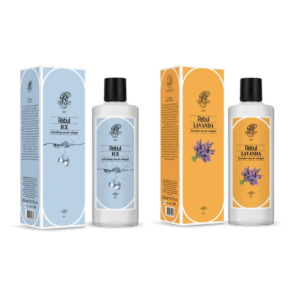 Rebul EDC Kolonya 250 ml Cam Şişe Lavanta ve Ice 2 li ürün görseli