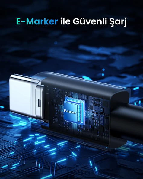 UGREEN USB-C to USB-C 240W PD Hızlı Şarj Kablosu, Uzay Girişi, 1m, 45067 - 6