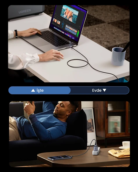 UGREEN USB-C to USB-C 240W PD Hızlı Şarj Kablosu, Uzay Girişi 2m, 45068 - Resim 8