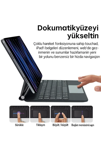 KB09 Kablosuz Klavye  Touchpadli Dijital Ekranlı  Türkçe Q Siyah - 2