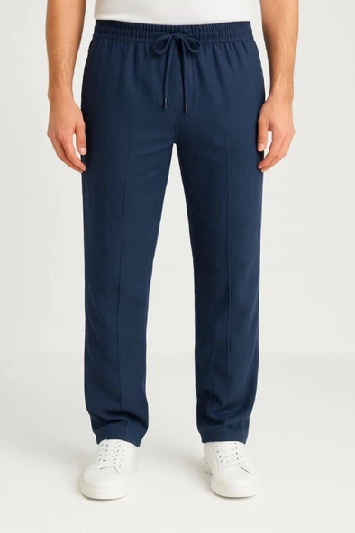 MDB Erkek Keten Pantolon – Cepli, Beli astikli Ve Bağcıklı, Nefes Alan Rahat Kalıp, Yazlık Ve Baharlık Günlük Giyim, Şık - Resim 3