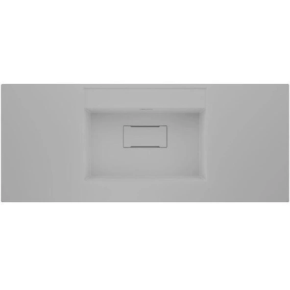 Real Stone Flatstone 70x50 Beyaz Etajerli Granit Banyo Lavabosu