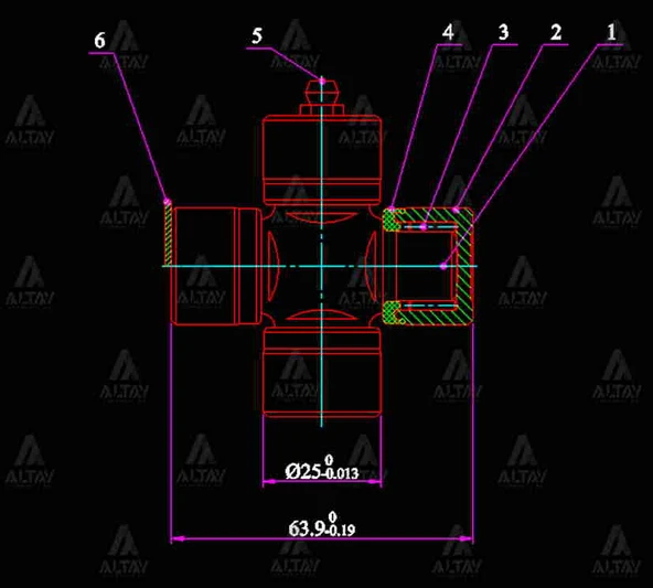 İSTAVROZ MAFSAL (ŞAFT) CARRY 1998-2001 / VITARA / JIMNY / PAJERO (64MM 10 25MM DIŞTAN SEGMAN) GUS 7 ürün görseli