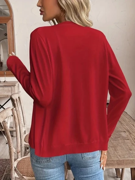 MDB Kadın Uzun Kollu önden Düğmeli Triko Ceket - Resim 3