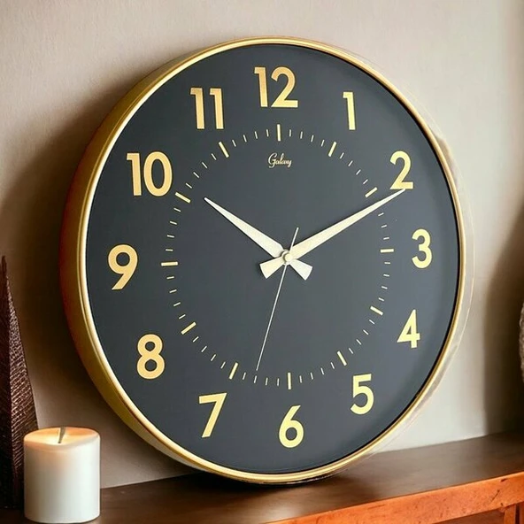 Galaxy Premium Kasa Salon Tipi Duvar Saati Siyah - 2
