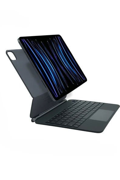 KB09 Kablosuz Klavye  Touchpadli Dijital Ekranlı  Türkçe Q Siyah - 4