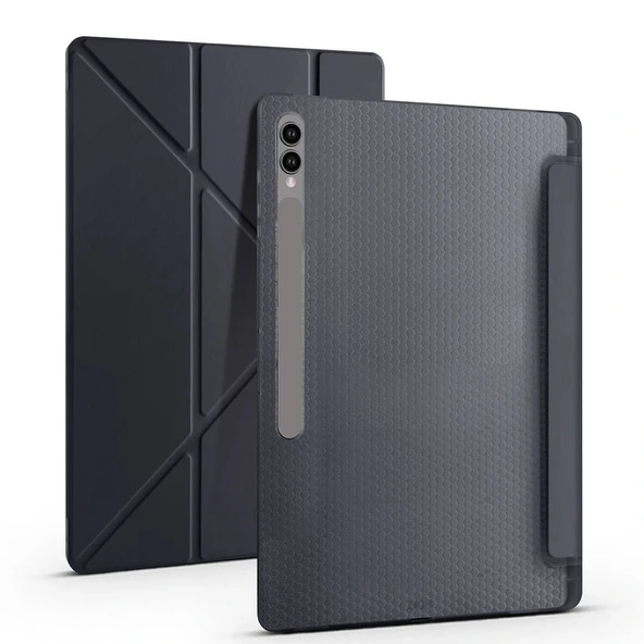 Galaxy Tab S9 Ultra Kılıf Zore Tri Folding Kalem Bölmeli Standlı Kılıf - Resim 7