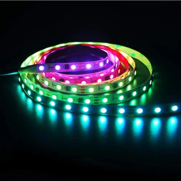 5 Metre Tak Çalıştır Kumandalı, 96 Renk RGB Şerit Led TV Ünitesi, Mutfak Tezgahı, Vitrin, Tavan Ledi - Resim 7