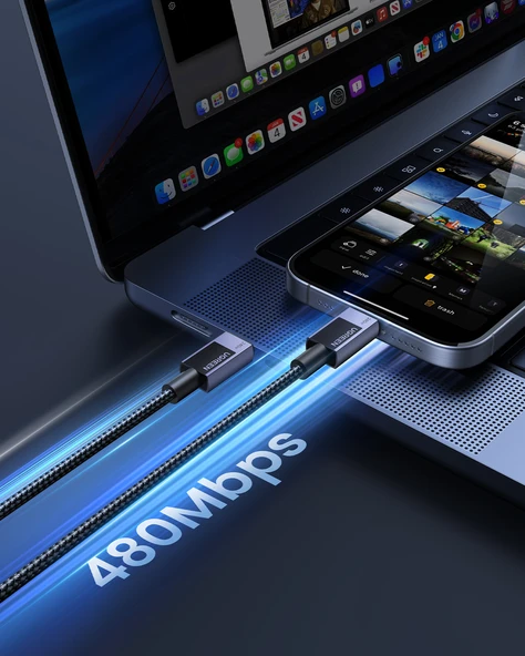 UGREEN USB-C to USB-C 240W PD Hızlı Şarj Kablosu, Uzay Girişi 2m, 45068 - Resim 5