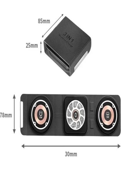 AW14 3in1, 15 Watt Katlanabilir Wireless Şarj Standı - Resim 3