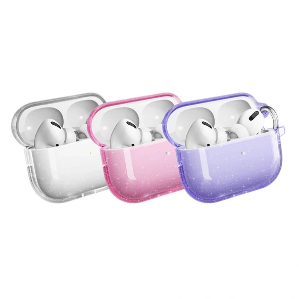 Apple Airpods Pro 2 Zore Allstar Airbag 32 Parlayan Simli Saydam Renkli Kılıf - Resim 2