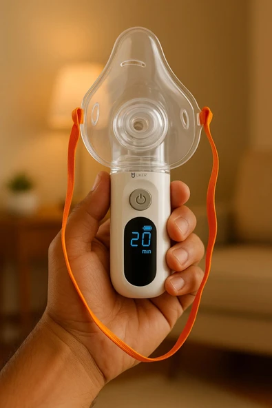 UKER Dijital Ekranlı Sessiz Mesh Nebulizer  CE & TÜV Onaylı, ÜTS Kayıtlı, Şarjlı, Çocuk ve Yetişkin Kullanımına Uygun - 3