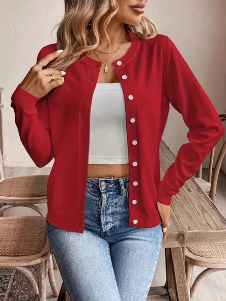 MDB Kadın Uzun Kollu önden Düğmeli Triko Ceket ürün görseli