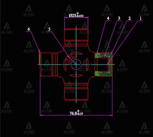 İSTAVROZ MAFSAL (ŞAFT) L-300 1990-2008 / L-200 1989-1999 (76,8MM 10 25MM DIŞTAN SEGMAN) ORTADAN GRESÖRLÜKLÜ GUM 88 ürün görseli