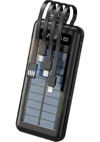 PW-59 Solar Siyah 10000 mAh Powerbank - Resim 2