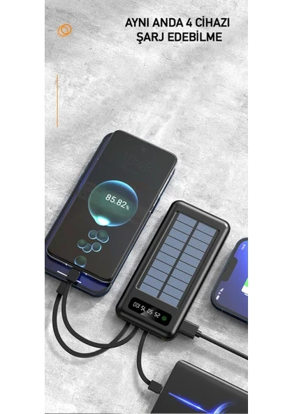 PW-59 Solar Siyah 10000 mAh Powerbank - Resim 5