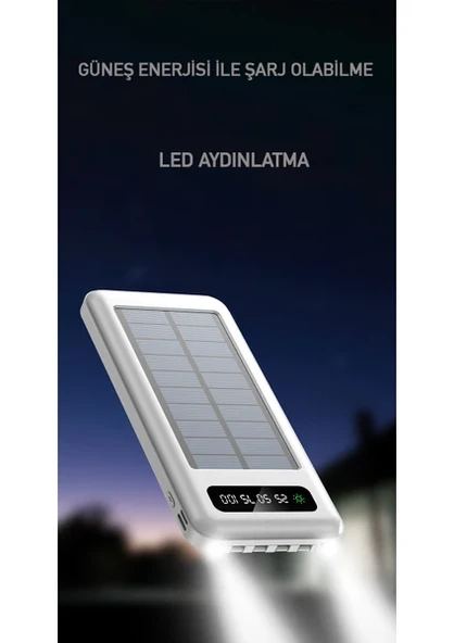 PW-59 Solar Siyah 10000 mAh Powerbank - Resim 4