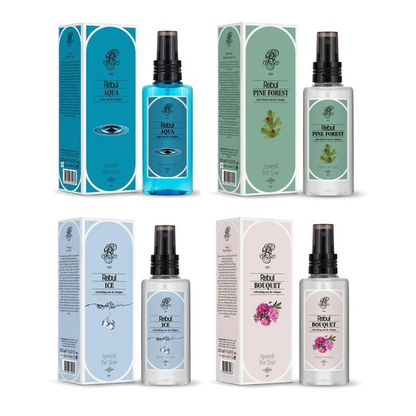 Rebul EDC Kolonya 125 ml Pet Şişe Aqua-Pine Forest-Ice-Bouquet 4 lü Karma ürün görseli