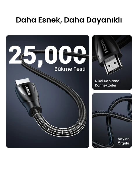 UGREEN 8K 60Hz Ultra HD HDMI 2.1 Görüntü Aktarma Kablosu, 5 Metre, 80405 - Resim 9