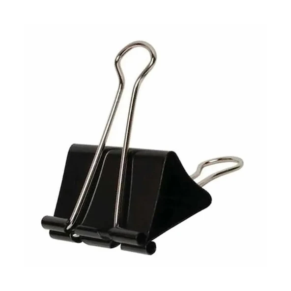 Lacco 814 25 mm. Metal Çelik Siyah Kağıt Kıskacı Ataş Evrak Mandalı - 12 Adetlik Paket ürün görseli 1